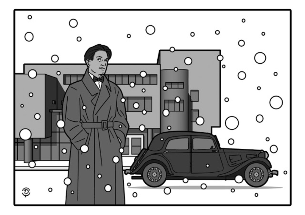 Delius dessin monochrome neige