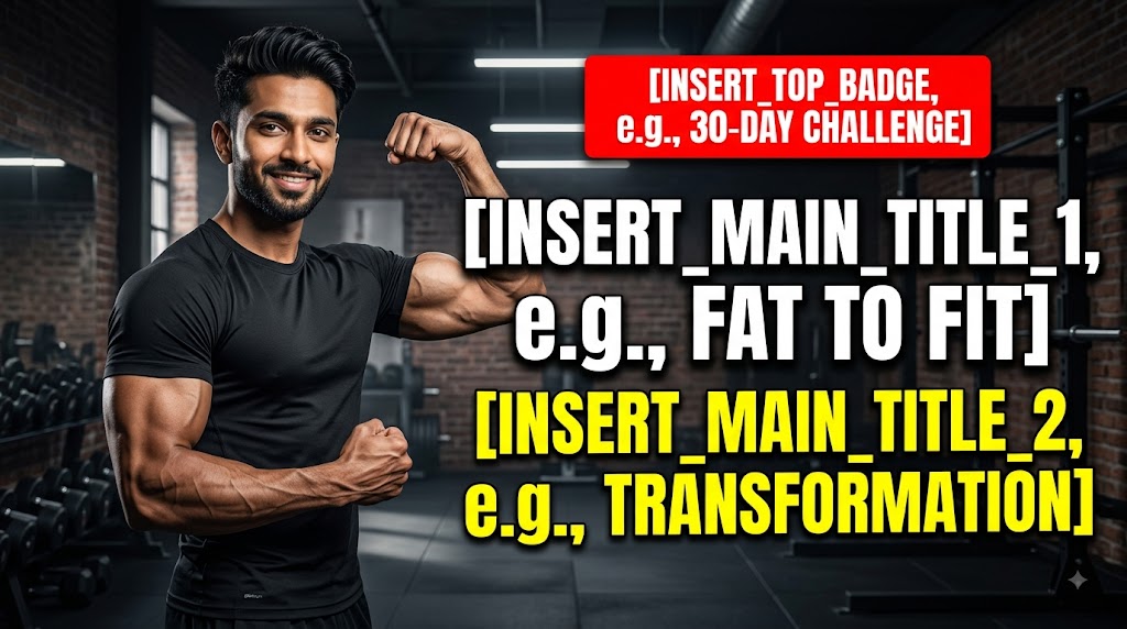 AI-generated example result for the youtube-thumbnail prompt: Fitness YouTube Thumbnail AI Prompt #142 – Before & After