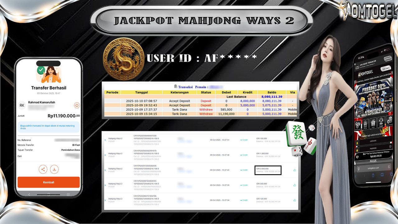 OMTOGEL JACKPOT PGSOFT MAHJONG WAYS 2 11 JUTA DI BAYAR LUNAS ,-