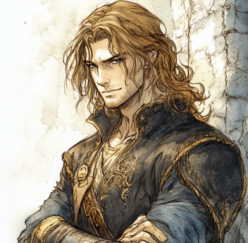 A handsome bard dressed for war