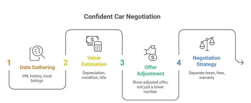 four-step infographic for confident car negotiation