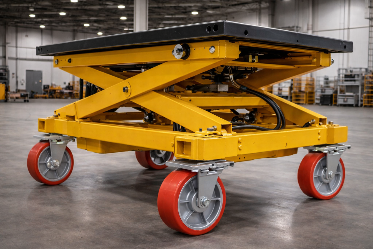 Industrial equipment using large diameter caster wheels