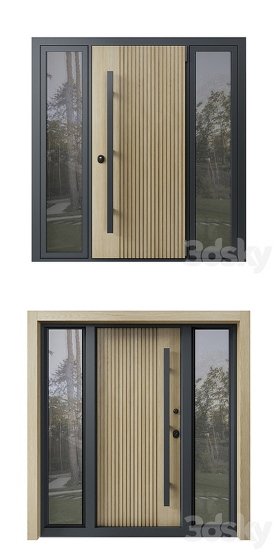 Entrance door with transoms to cottage 03