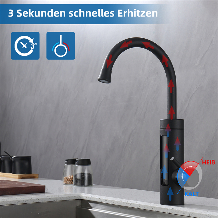 Elektrischer Durchlauferhitzer-Wasserhahn 3000W - Sofort Warmwasser Für Küche & Bad