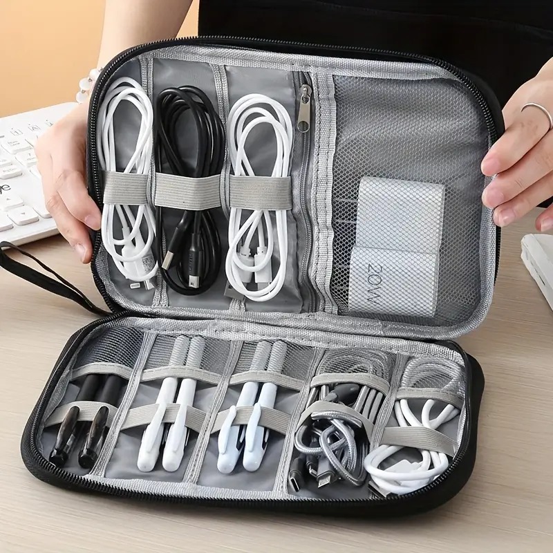 Portable Electronic Accessories & Travel Cable Organizer Pouch