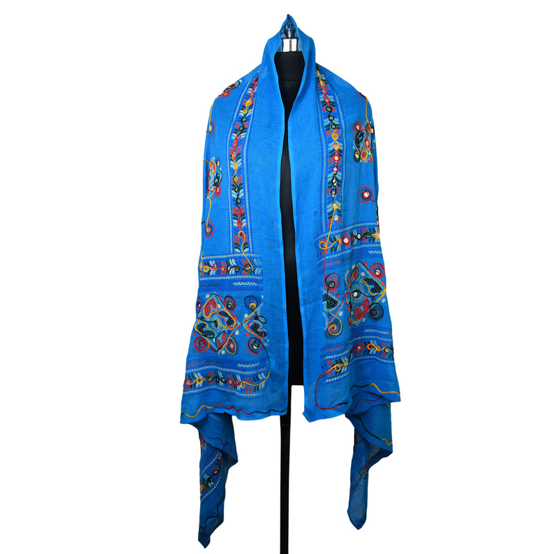 Women's Cotton Dupatta Wrap Stole Mirror Work Embroidery Ethinic Scarves Chunni - Picture 39 of 103
