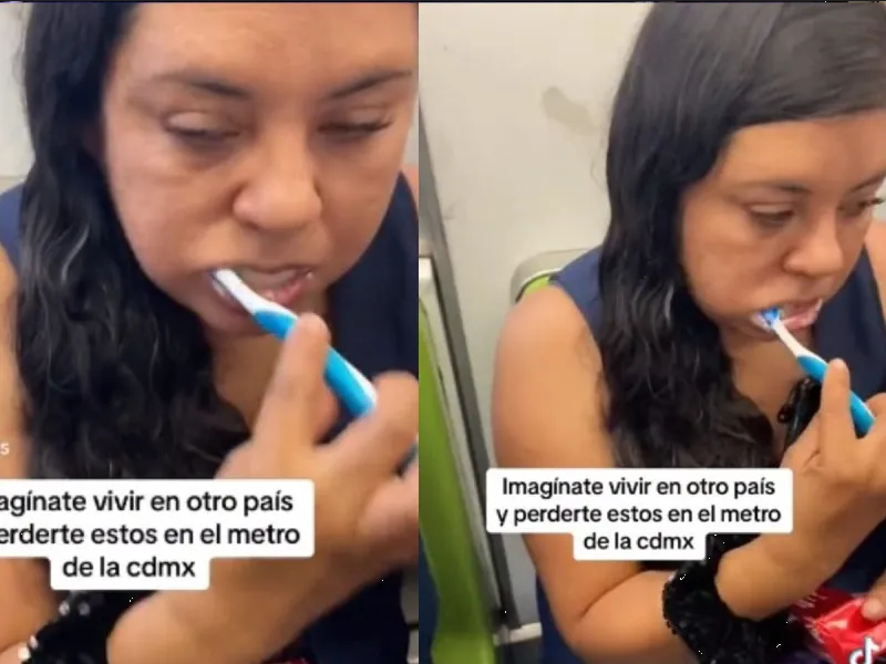 Captan a mujer cepillando sus dientes en el Metro y se hace viral