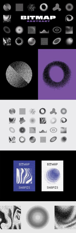 Abstract Dithering Bitmap Shapes Vector Elements