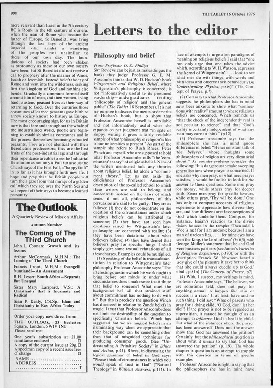 1976-10-16 - Phillips - Philosophy and belief (1)
