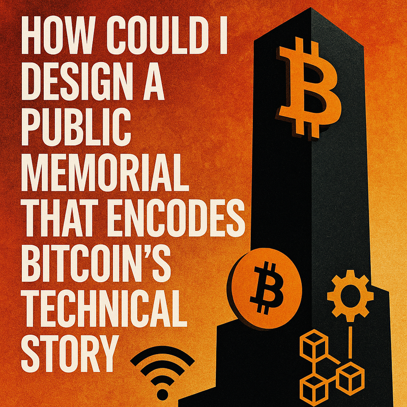 How could I design a public memorial that encodes Bitcoin’s technical story