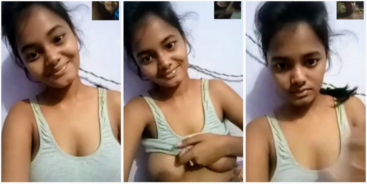 Cute indian teen on video call