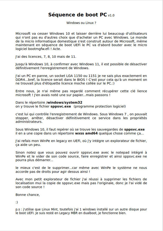 sequence uefi tuto windows or linux