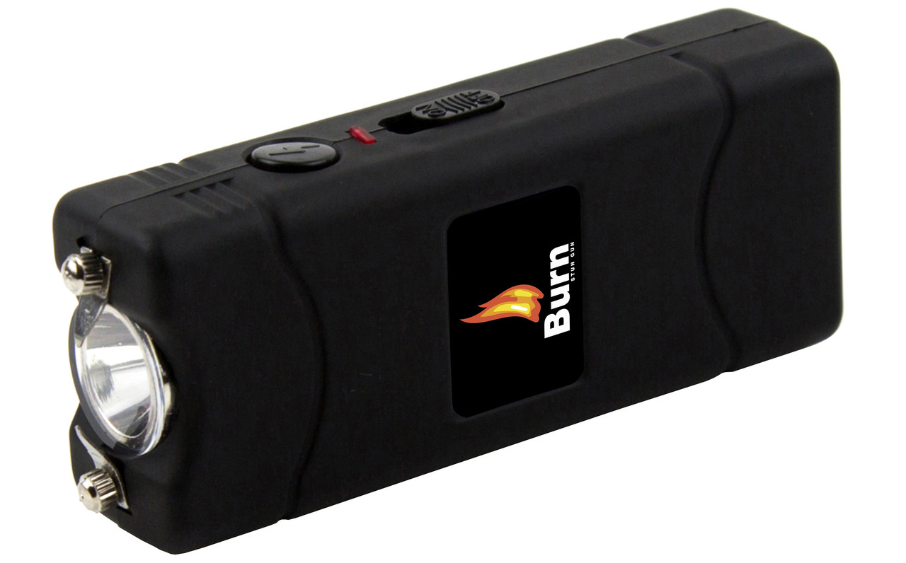 BURN Stun Gun 801 450 BV Mini Rechargeable Police LED Flashlight Black eBay
