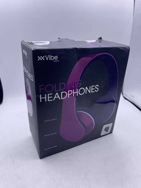 VIBE SOUND FOLDING HEADPHONES WITH 3.5MM INPUT PURPLE