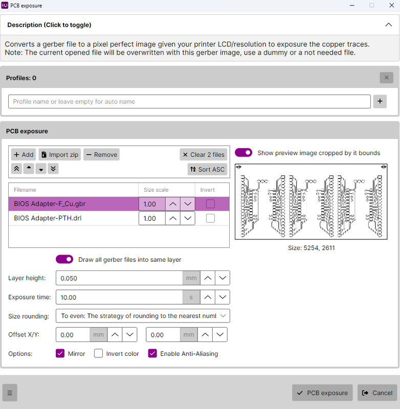 PCB Exposure Preview