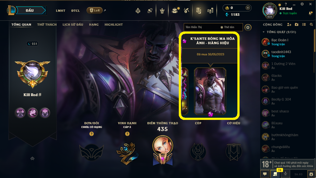 Acc LMHT # - Không Khung