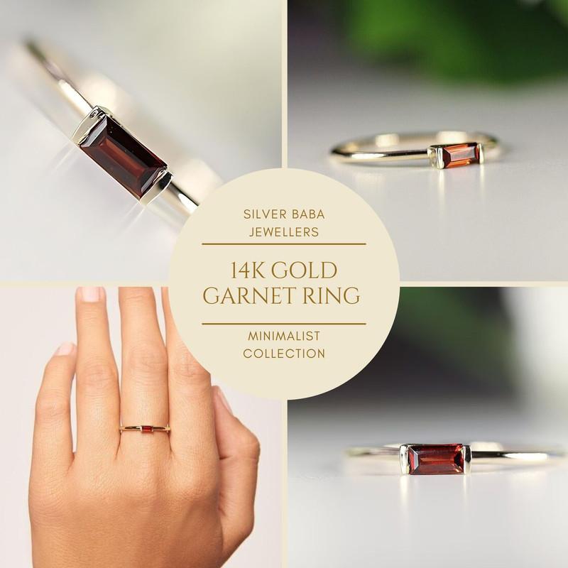 14K Gold Red Garnet Ring