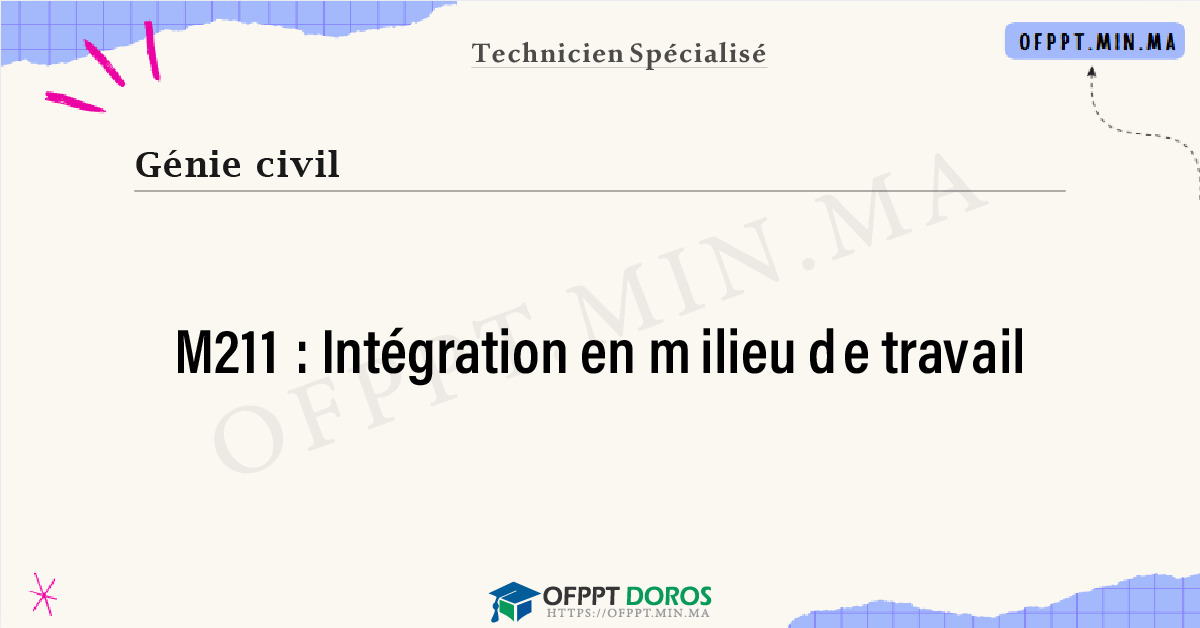 Sommaire détaillé du cours Intégration en milieu de travail M211 OFPPT - Structure du module
