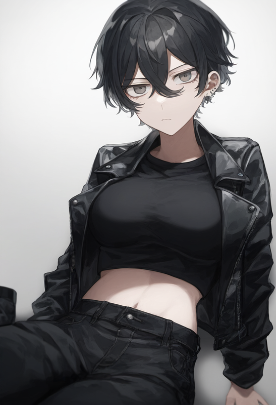 depth of field, 1girl, [[tall]],  large breasts, short hair, black hair, black l s-295572728