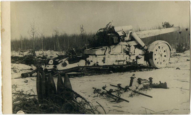Тяжелая дальнобойная артиллерия, брошенная противником при отступлении.