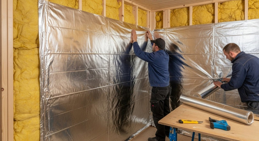 Утепление стен бани фольгой