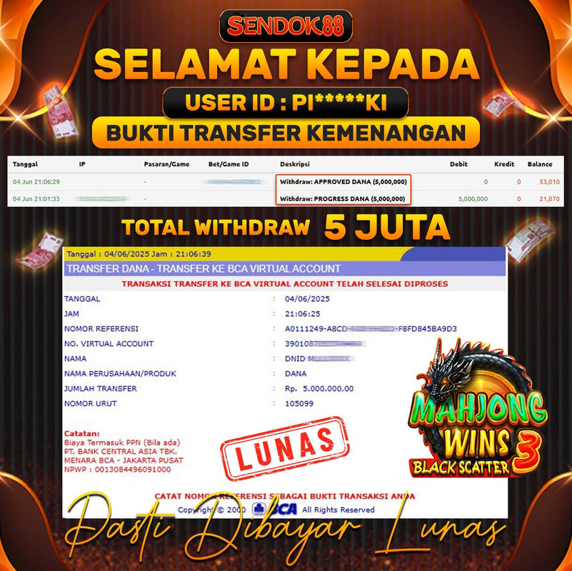 SENDOK88 JEPE! MAHJONG WINS 3 BLACK SCATTER Rp 5.000.000,- LUNAS!