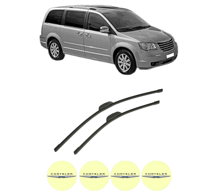 Set stergatoare auto CHRYSLER GRAND VOYAGER / VOYAGER V (RT) din 2007-2012, pentru parbriz auto, 2 bucati, Bosch Aerotwin Retrofit, din cauciuc siliconat rezistent, 4 Stickere Auto CHRYSLER