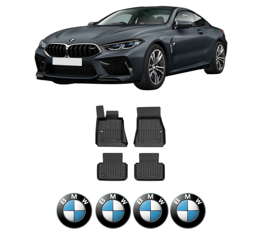 Set covorase presuri BMW Seria 8 Gran Coupe (G16, F93) din 2019-2020, auto, din cauciuc thermoplastic, 4 Stickere auto cu BMW Seria