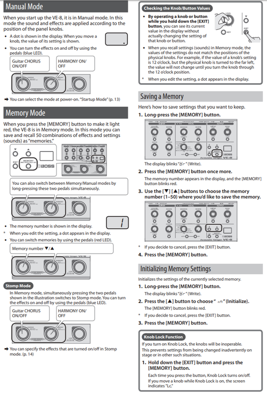 Boss Ve 8 Acoustic Singer Looper