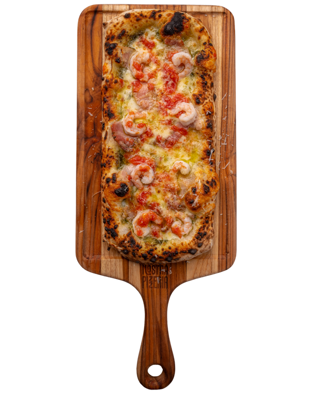 SCHIACCIATA DI GAMBERI E PANCETTA
