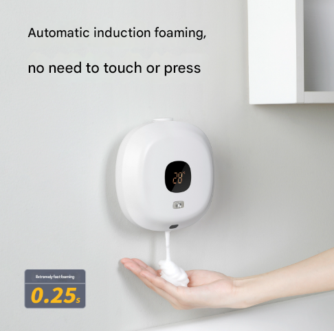 White Wall-Mounted No-Drill Automatic Foam Soap Dispenser - Infrared Sensor