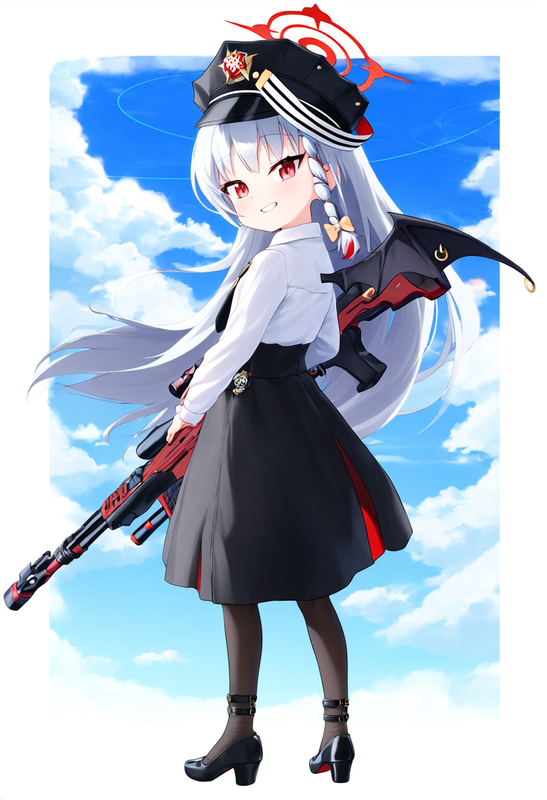 1 girl, healthyman, haruna (blue archive), aged down, {little child}, smile, red s-1219516583