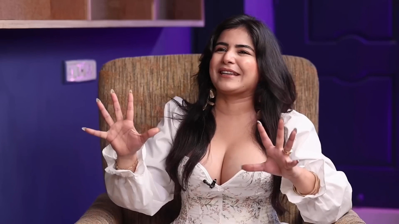 Shikha Malhotra Cleavage Popping Out During Interview
