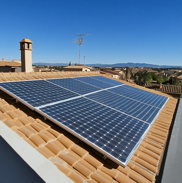 Placas solares en proceso de instalación
