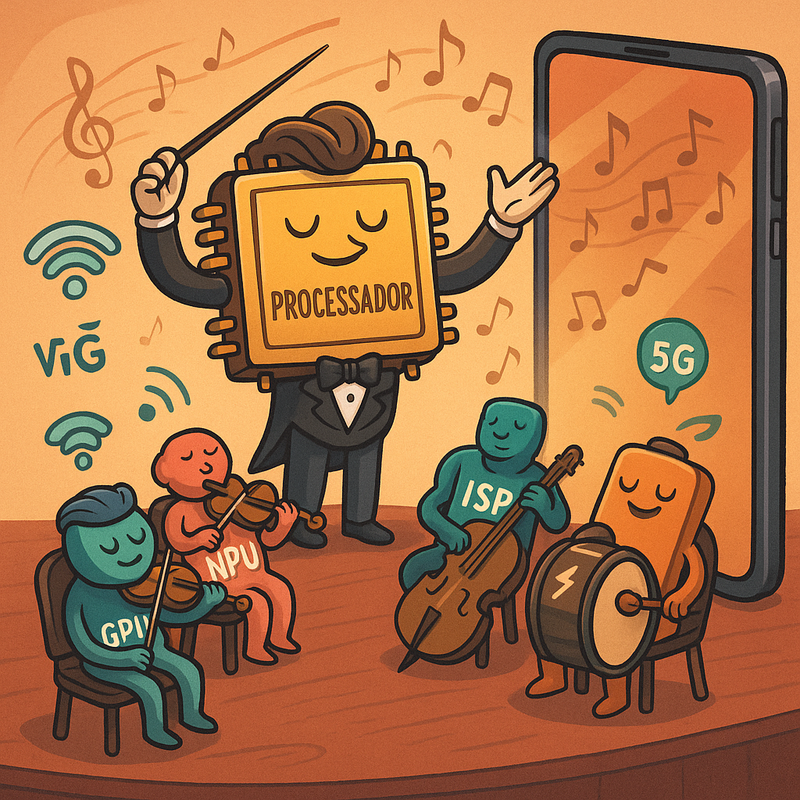 Processador de Celular — O Cérebro do Seu Bolso (Com Mais Personalidade que Muita Gente por Aí)