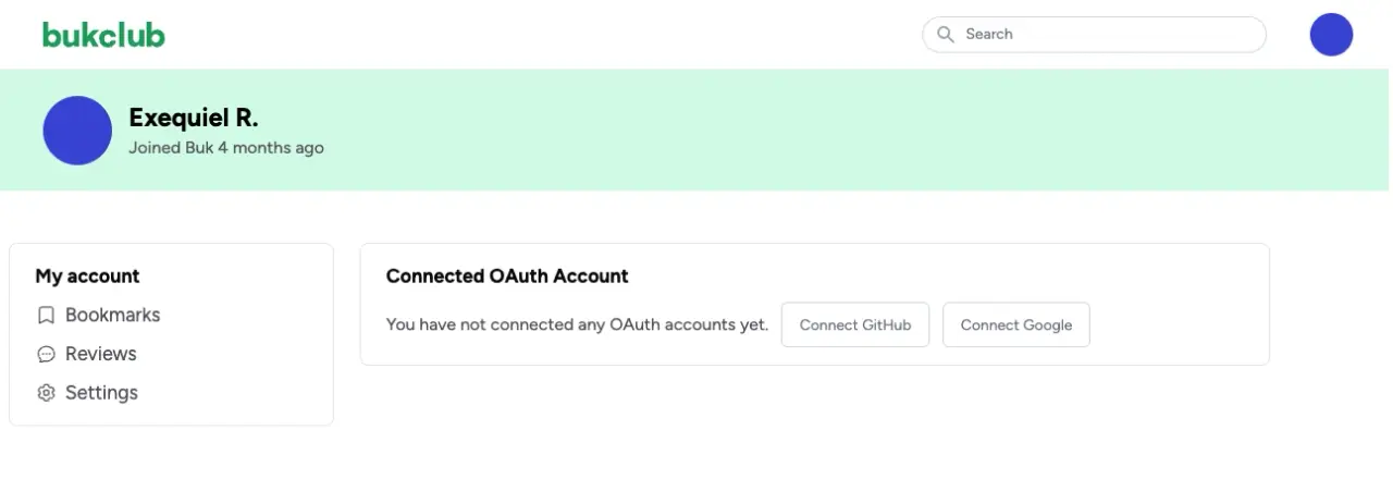 Profile view where users can connect multiple OAuth accounts