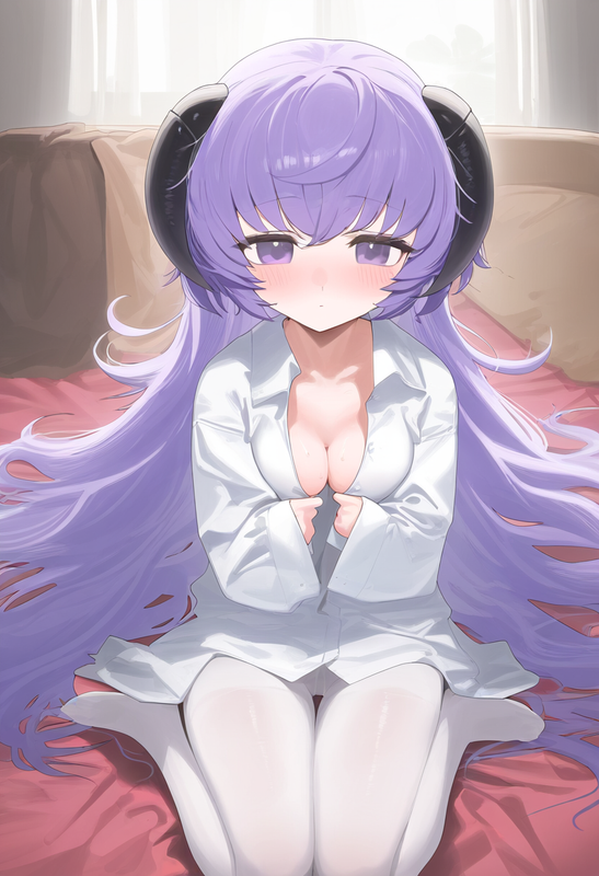 1girl, {{hanyuu}}, mikozin, NDGD, ohlia, {kobayashi ritz}, reoen, purple hair, p s-817077205