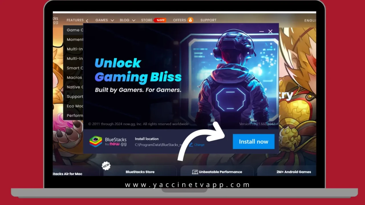 Install emulator to run Yacine TV for Windows