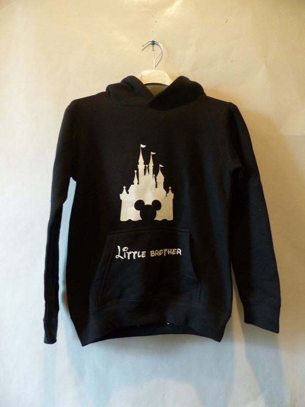 DISNEYLAND LITTLE BROTHER BLACK HOODED SWEATSHIRT KIDS 10Y