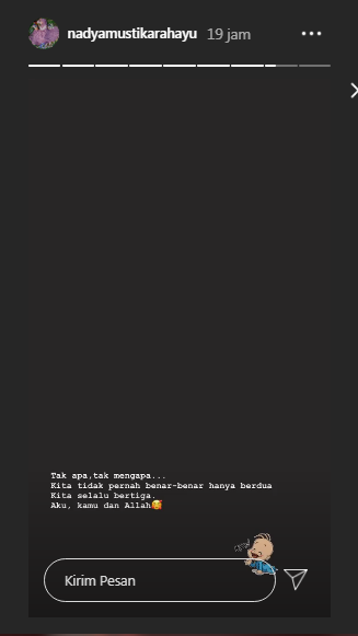 Nadya Mustika membagikan Instagram Story
