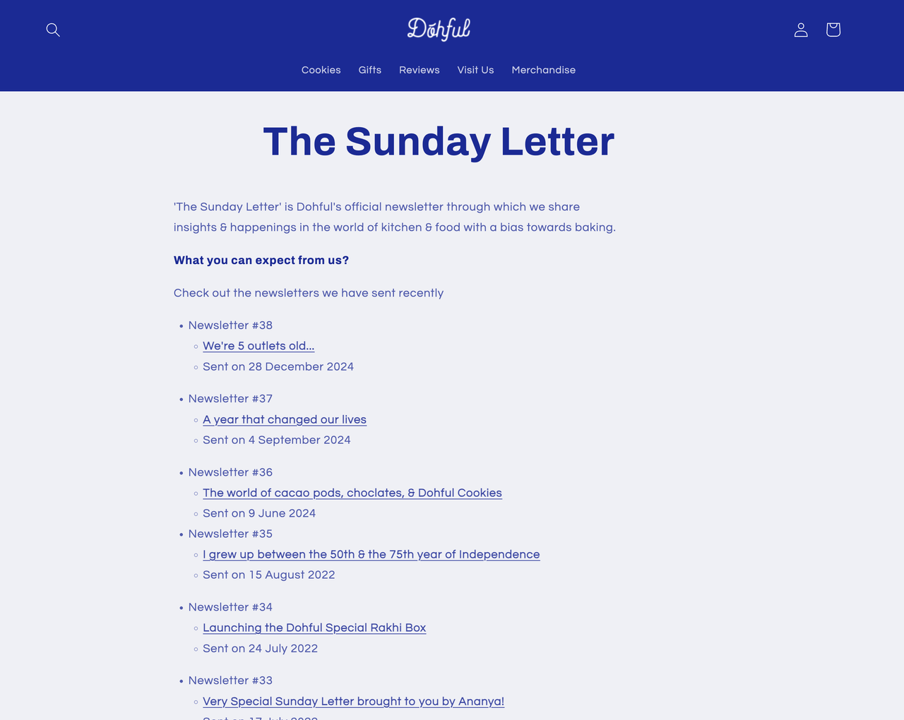 Dohful's Sunday Letters