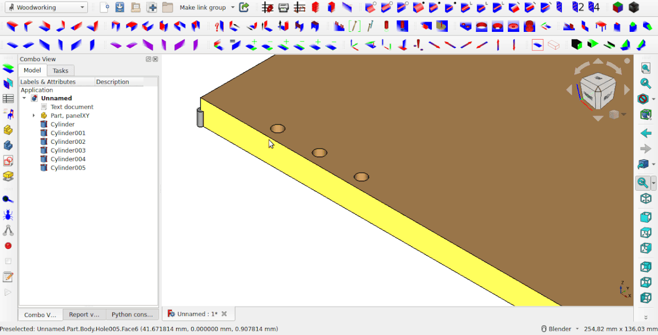fast way to assemble lots of dowels into holes?? FreeCAD Forum