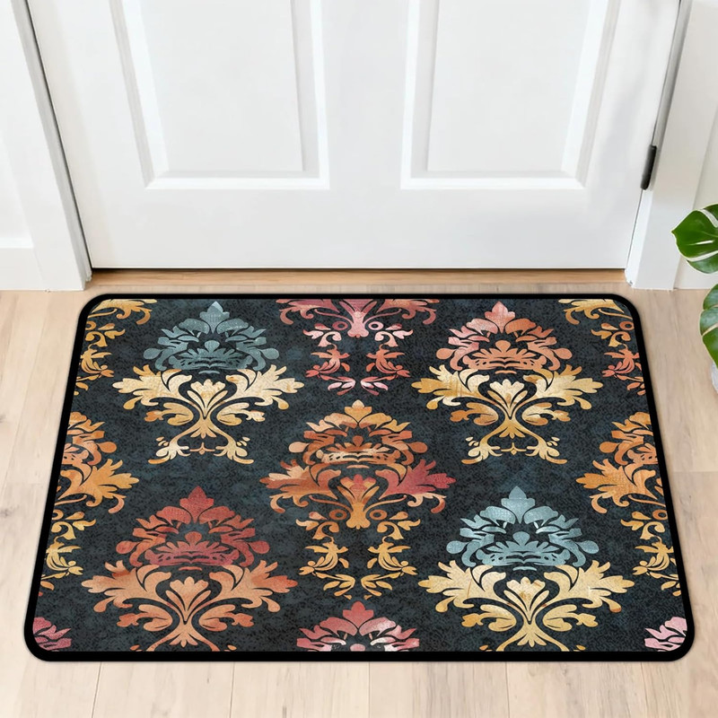 Floral Door Mat 24 x 36 Non Slip Absorbent Entry Mat Washable Low Profile Entrance Doormat Colorfu