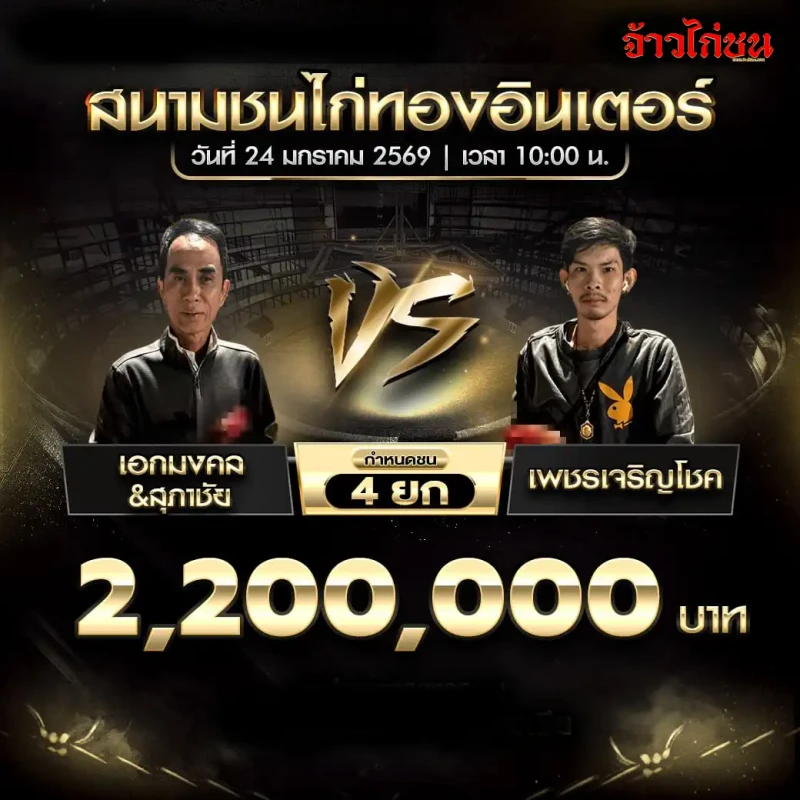 โปรแกรมไก่ชน เอกมงคล สุภาชัย พบ เพชรเจริญโชค 2.2 ล้าน