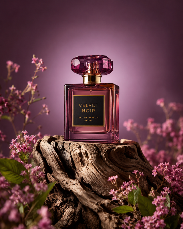 Example result for: Mauve Bloom Driftwood: Wildflower Product Photography Prompt