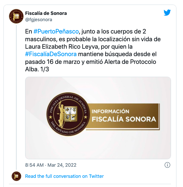 Hallan 3 cadáveres en Sonora; uno podría ser de Laura Elizabeth