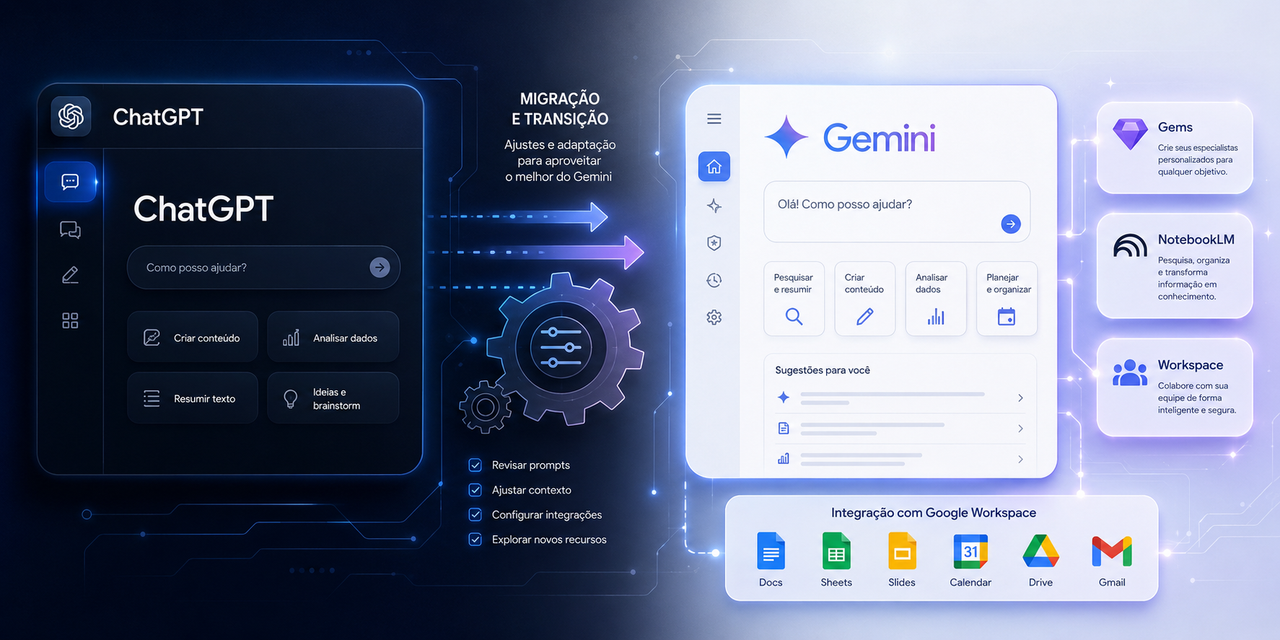 4 ajustes essenciais antes de migrar do ChatGPT para o Gemini