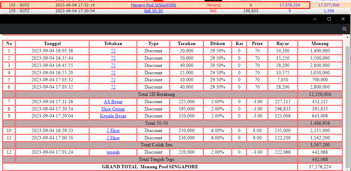 Bukti JP togel hari ini