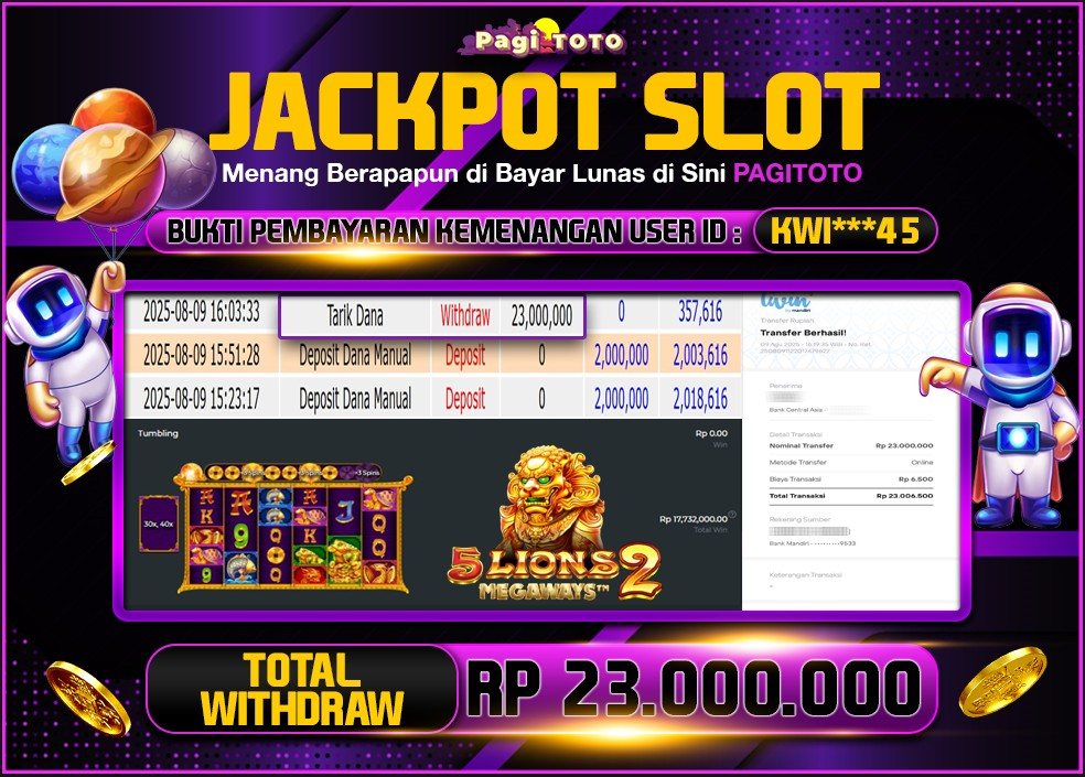 HAPPY JACKPOT MEMBER PAGITOTO SLOT 5 LIONS MEGAWAYS 2 Rp 23.000.000-, - LUNAS