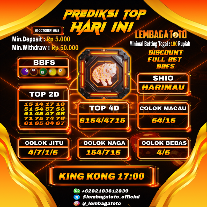 Prediksi Togel 26 Oct 2025 Lembagatoto